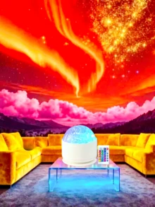 1 pieza Lámpara de proyección de olas de luces del norte LED. Con control remoto, 16 colores ajustables, crea una atmósfera romántica y acogedora, lámpara de proyección multifuncional adecuada para varias ocasiones, adecuada como regalo - Multicolor - Ver 4