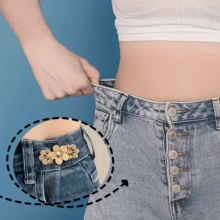 1/4 Pair Floral Pattern Denim Cinch Belt, Instant Buckle, Metal Waist Adjuster, Removable Seamless Denim Needle, Adjustable Belt Flower Buckle - Multicolor - View 11