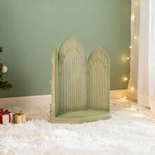 Gothic-Style Decorative Shelf - Festive Handcrafted Wooden Display Stand, Ideal For Holiday Ornament Arrangement,Living Room Deocrative,Navidad Deciracion Casa - 薄荷綠 - 查看 2