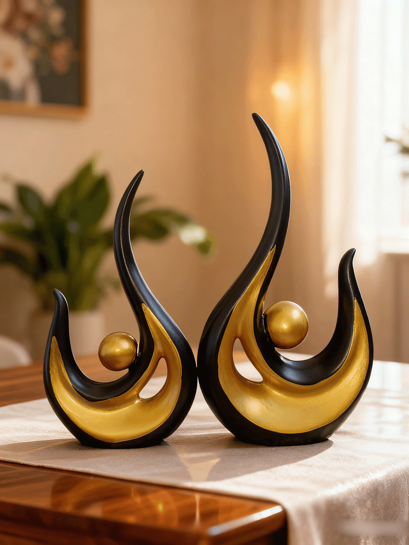 Decoración de hogar blanca con dorado/plateado, decoración de escritorio de estilo moderno medieval en blanco, figura y escultura de cerámica de arte abstracto como centro de mesa, decoración de resina para estantería, ideal como regalo del Día de la Madre y decoración de boda. - Multicolor - Añade 10