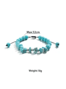 1pc Men's Adjustable Asymmetrical Turquoise Beaded Bracelet, Casual Fashion Wrist Chain Jewelry For Daily Wear - Multicolor - View 5