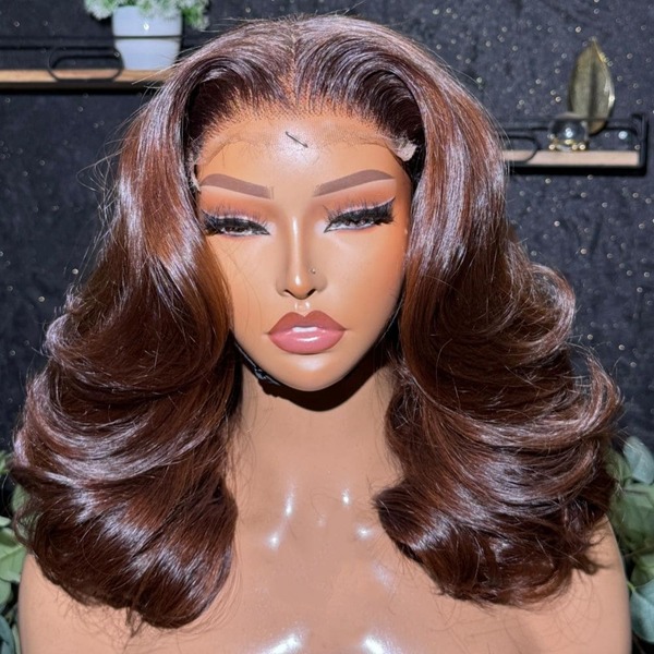 16 Inch Short Bobcut Wig, No Glue Needed, Instant Wear, Chocolate Brown Straight Hair, Brazilian Human Hair Wig, 13x4, 13x6, 5x5 High Definition Lace Front Wig, Easy To Wear, Real Human Hair Blend, 200% Density, High Definition Lace Front Wig, Protective Hairstyle For Women, Breathable Cap, Natural Look