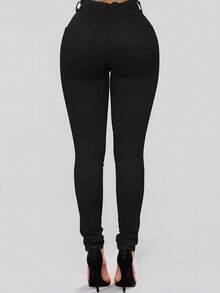 Apperloth A 斜口袋高腰保暖緊身褲 - 黑色 - 查看 2