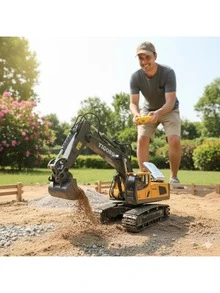 Juguete Maquina Retro Excavadora Auto Control Remoto Amarillo - Amarillo - Ver 5