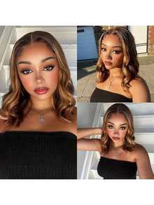 13x6 Inch French Lace Front Wig, 13x4 High Definition Brazilian Hair Wavy Closure Wig, Honey Blonde Ombre Wavy Lace Front Wig, Pre-Trimmed Brazilian Hair Blend With Baby Hair, Ombre Gradient, Loose Wavy Style, Ideal For Beginners - SP4/27 - View 9