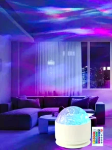 1 pieza Lámpara de proyección de olas de luces del norte LED. Con control remoto, 16 colores ajustables, crea una atmósfera romántica y acogedora, lámpara de proyección multifuncional adecuada para varias ocasiones, adecuada como regalo - Multicolor - Ver 2