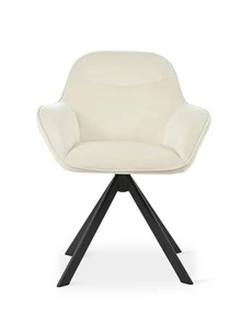 Goeurvant Stylish Smile Curve Upholstered 360° Swivel Dining Chairs With Armrests And Metal Legs For Dining Room, Living Room, Office - Set Of 2 / Set Of 4 / Set Of 6 - Cream - Apricot - View 7