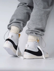 Nike Blazer Classic Retro Casual Versatile Mid-Top Skateboarding Shoes, Men DD3111-100 - White/Black/White/Sail White/White/Team Orange - View 7