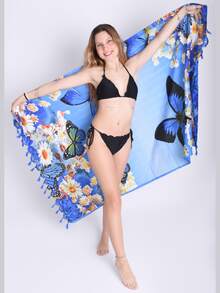 Women's Beach Cover-Up Sarong Summer Fashion Beautiful Prints - 藍色 - 查看 2