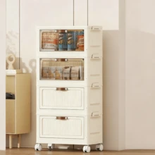 4/5/6-Tier Rolling Storage Drawer Cabinet ,Folds Flat For Storage,Foldable Storage Bins With Flip Doors Stackable Storage Cabinet For Wardrobe Closet, Bedroom, Living Room, Kitchen, Bathroom, Home Decor Storage Organizer For Toys, Clothes & Small Spaces, Waterproof And Moisture-Proof  Easy To Assemble,Dorm Room Essential And Apartment Saver - trắng - Xem 4