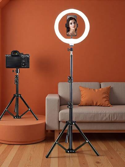 8-Inch LED Ring Light With Phone Holder, 43-Inch Adjustable Tripod Stand | Suitable For Selfie, Photography, Video Recording, Makeup, Live Streaming And Conference, USB Powered, Indoor Use Suitable For Photography, Video Recording, Live Streaming, Zoom Meeting, Vlogging, With Stand Photography Video Recording Live Streaming Room Meeting Vlogging Selfie Light Phone Light Ring Light With Stand
