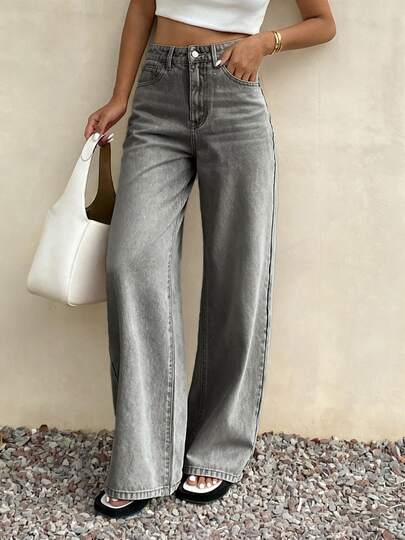 Livesso Women's TALL Loose Street Style Straight Leg Jeans Y2k Jeans