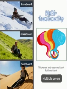 Portable Sled Board, Outdoor Winter Plastic Skiing Board For Grass And Sand, Cold-Resistant Sliding Mat, Adult Single Sled, Sled Board Tabula, Ski Training Equipment, Multi-Function Sled, Portable Design, Smooth Surface, Sliding Mat, Outdoor Enthusiasts - Multicolor - View 6