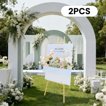 Présentoir de bienvenue en 2 pièces pour mariages, porte-affiches, support photo, chevalet, présentoir trapézoïdal, panneau d'avertissement, convient aux mariages, expositions et usage privé.