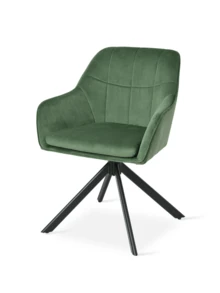 Goeurvant Modern Grid-Stitched Upholstered 360° Swivel Dining Chairs With Armrests And Removable Cushion For Dining Room, Living Room, Office - Set Of 2 / Set Of 4 / Set Of 6 - Forest Green - Green - View 9