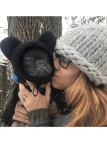 Cute Dog's Fleece Bat Warm And Windproof Hat Soft Warm Adjustable French Bulldogs Winter Hats Knitted Pet Supplies Dog Clothing Accessories Full Coverage Pet Hat - Multicolor - View 3