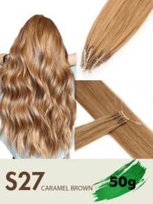 8D微型接发，真人发微珠接发，直发，灰金色挑染，漂白金色，50股，纳米环，隐形迷你硅胶珠微型接发