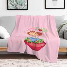 S-Strawberry Pink Shortcake Throw Camping Chair Picnic Blanket Fluffy Plaid Blankets For Decorative Sofa Portable King Lid Downy (6) - Như hình ảnh cho thấy - Xem 12