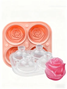1pcs Refrigerator Accessory, Fun-Shaped Rose Ice Cube Tray | Silicone Ice Cube Tray, Suitable For Slow-Melting Ice Cubes In Scenarios Such As Cola, Drinks, Whiskey, Cocktails, Christmas, Etc., A Must-Have Household Item, A Kitchen Essential - 粉色 - 查看 7