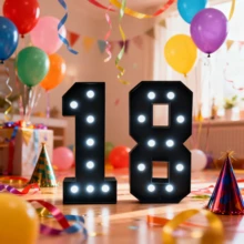 Marco de luz con números - Tablero negro KT de 36 pulgadas con LED blanco, apto para decoración de bodas, graduación, cumpleaños y fondos fotográficos - Negro - Ver 2