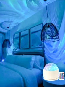 1 pieza Lámpara de proyección de olas de luces del norte LED. Con control remoto, 16 colores ajustables, crea una atmósfera romántica y acogedora, lámpara de proyección multifuncional adecuada para varias ocasiones, adecuada como regalo - Multicolor - Ver 1