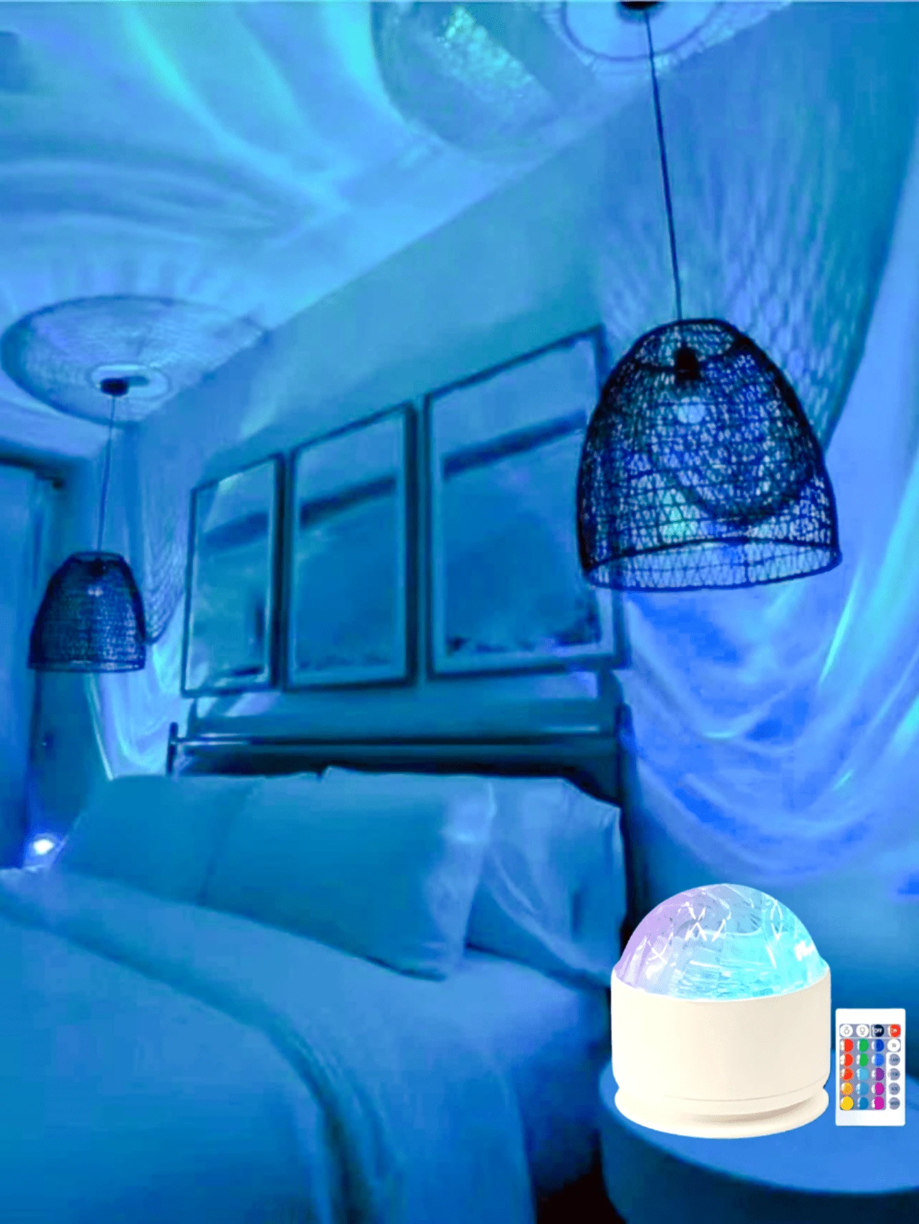 1 pieza Lámpara de proyección de olas de luces del norte LED. Con control remoto, 16 colores ajustables, crea una atmósfera romántica y acogedora, lámpara de proyección multifuncional adecuada para varias ocasiones, adecuada como regalo - Multicolor - Ver 1