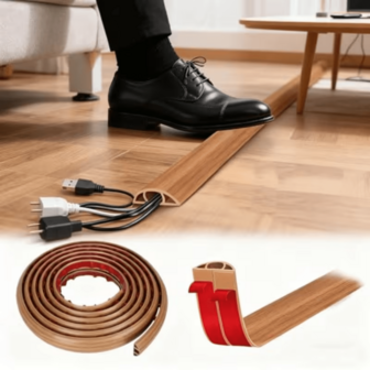 1件 2米/78.74英寸 地板电线盖板 地板电缆护套 PVC柔性电线导管电缆保护器 粘性地板电缆隐藏器