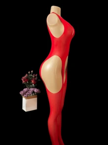 女士性感网眼连体衣罩衫，可单独穿着参加音乐节，镂空紧身连衣裙，透视沙滩装，适合圣诞节、新年、情人节、夜店、派对等场合作为礼物 - 彩色 - 查看 9