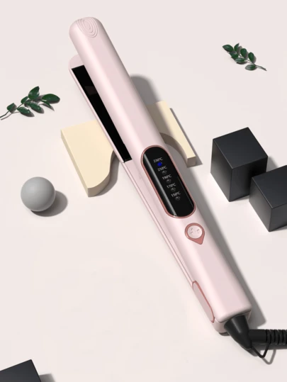 1件装二合一陶瓷直发器/卷发器，专业钛金直板夹，快速加热，双电压，自动断电，带手套和2个夹子