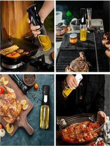 1个200毫升/300毫升/500毫升家用厨房PP喷雾瓶，控油喷雾，减少油脂含量，适用于烤盘、空气炸锅、橄榄油等，可喷洒橄榄油、酱油和醋 - 非常适合空气炸锅、烧烤、沙拉和烘焙 - 厨房用品，橄榄油喷雾瓶 - 黑色 - 查看 7