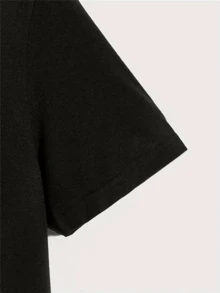 Camiseta vintage lavada para hombres, camiseta de algodón puro impresa de manga corta, ajuste slim, versátil, camiseta de jeans elegante - Negro - Ver 4