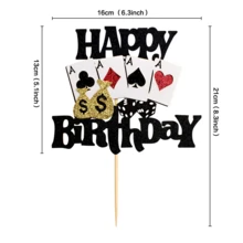 1pc Casino Cake Toppers Poker Game Chips Player Happy Birthday Cake Picks Decoration Las Vegas Casino Night Themed Birthday Party Supplies - 彩色 - 查看 3