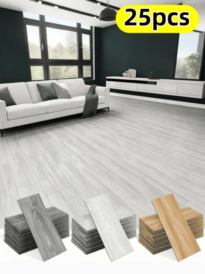 25pcs Wood Grain Self-Adhesive Anti Slip Floor Sticker, Thickened Polyethylene Foam Sticker, Waterproof And Wear-Resistant, Peel And Stick, Easy To Clean And Detachable, Suitable For Decoration In Living Rooms, Kitchens, Offices, And Bedrooms