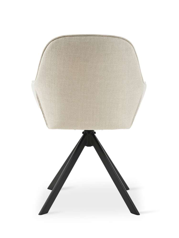 Goeurvant Stylish Smile Curve Upholstered 360° Swivel Dining Chairs With Armrests And Metal Legs For Dining Room, Living Room, Office - Set Of 2 / Set Of 4 / Set Of 6 - Beige - 米色 - 查看 9