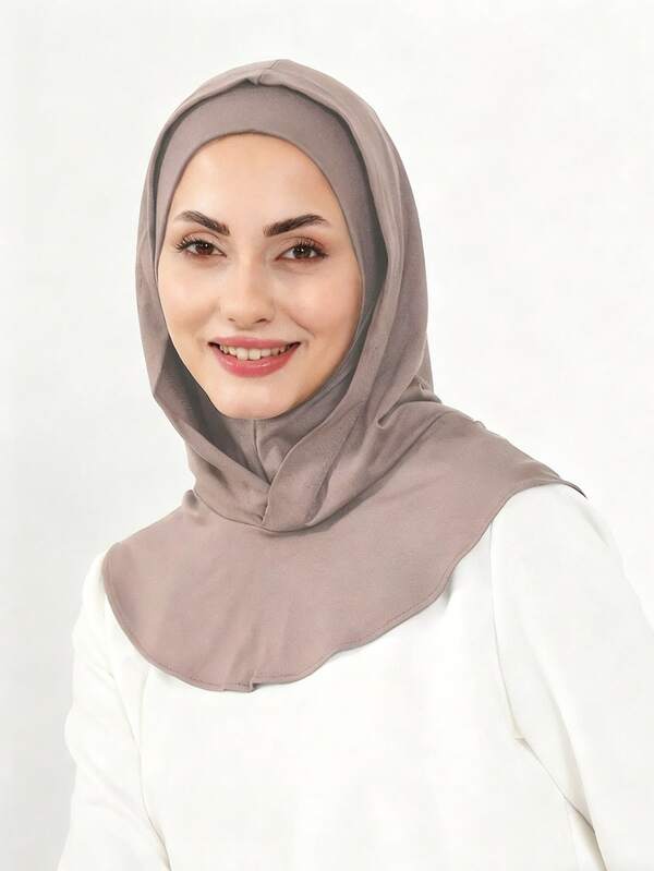 1pc Women's Solid Color 2-In-1 Balaclava, Breathable, Comfortable, Stretchy, Moisture-Wicking, Non-Slip, Multi-Purpose Headscarf, Minimalist Fashion Scarf, Hat And Matching Headband Integrated Design, Suitable For Daily Use