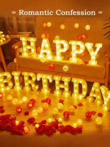 1pc LED Letter Lights Pink Lamp, Glitter Letters, Light Up Alphabet, Letters Sign, Dry Battery Powered, For Home Party Decoration Night Bar Wedding Birthday Christmas Lamp Girls Gift, Night Light For Proposals, Birthdays, And Photo Props, The Best Gift For Mother's Day And Father's Day - Multicolor - View 5