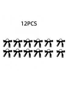 6 piezas Lazos de cinta, Scrunchies de estilo vintage de bailarina, Accesorios para el cabello para coletas, Sujetadores de cola de caballo, Bandas elásticas para el cabello, Bandas de goma para el cabello, Accesorios para la cabeza Banda elástica - Negro - Ver 6