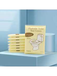 10/50/100pcs Disposable Travel Toilet Seat Covers, Portable Travel/Business Toilet Seat Pads, Waterproof Portable Toilet Paper Mats, Essential Accessories For Airplane Travel, Pregnancy/Childbirth, Public Restrooms, Campus Life, Outdoor Hiking, Camping, And Bathroom Use. Soluble Paper Toilet Seat Covers, Khaki Color, Individually Packaged, Clean And Hygienic. - Yellow - View 1