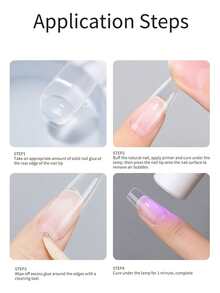 XEIJAYI 1 قطعة طلاء أظافر جل قابل للإزالة بتقنية الأشعة فوق البنفسجية/الليد، أظافر صناعية قصيرة 30 مل - شفاف - مشاهدة 7