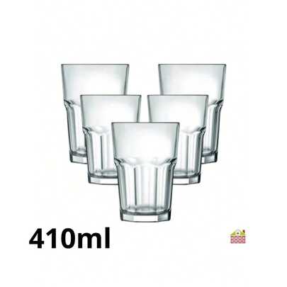 Jogo de 6 Copos Vidro Alto Trabalhado Resistente para Vitamina, Agua, Suco - 410ML