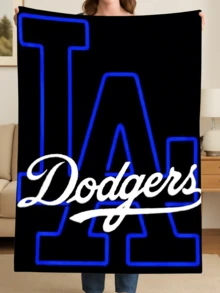 Fleece Blanket Throw Soft Plush Warm Cozy - Los Angeles Dodgers Logo Design - For Bedroom Living Room Couch Sofa Dorm Office Nap Travel Camping Movie Night Home Decor Gift Idea Lightweight But Warm All Season Use Machine Washable Easy Care Skin Friendly Ultra Soft Plush Feel - 白色 - 查看 1