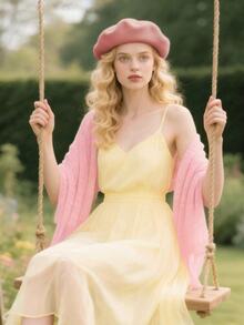 1顶女士时尚贝雷帽，复古休闲百搭圆顶贝雷帽，秋冬季 - 粉色 - 查看 3