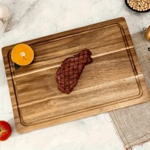 相思木砧板，切菜板，木质砧板，厨房切菜板，适用于肉类、奶酪、面包、蔬菜和水果，带导流槽的厨房用具，完美的厨师节日礼物，多功能厨房工具，食物托盘，优雅设计，耐用厨房配件，厨房用品