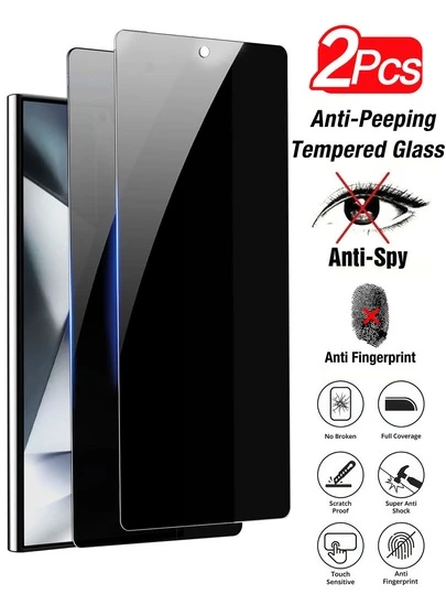Yezodawee 2pcs Privacy Screen Protector For Samsung Galaxy S Series, Supports 0.2s Fingerprint Unlock, Compatible With Samsung Galaxy S25 Ultra/S25+/S25/S24 Ultra/24 Plus/24/23/22/21, 25° Anti-Peeping Tempered Glass, Full Coverage, Anti-Fingerprint, Anti-Drop, Anti-Scratch, Bubble-Free, Gift For Birthday, Family, Friends, Phone Screen Protector, Phone Accessories