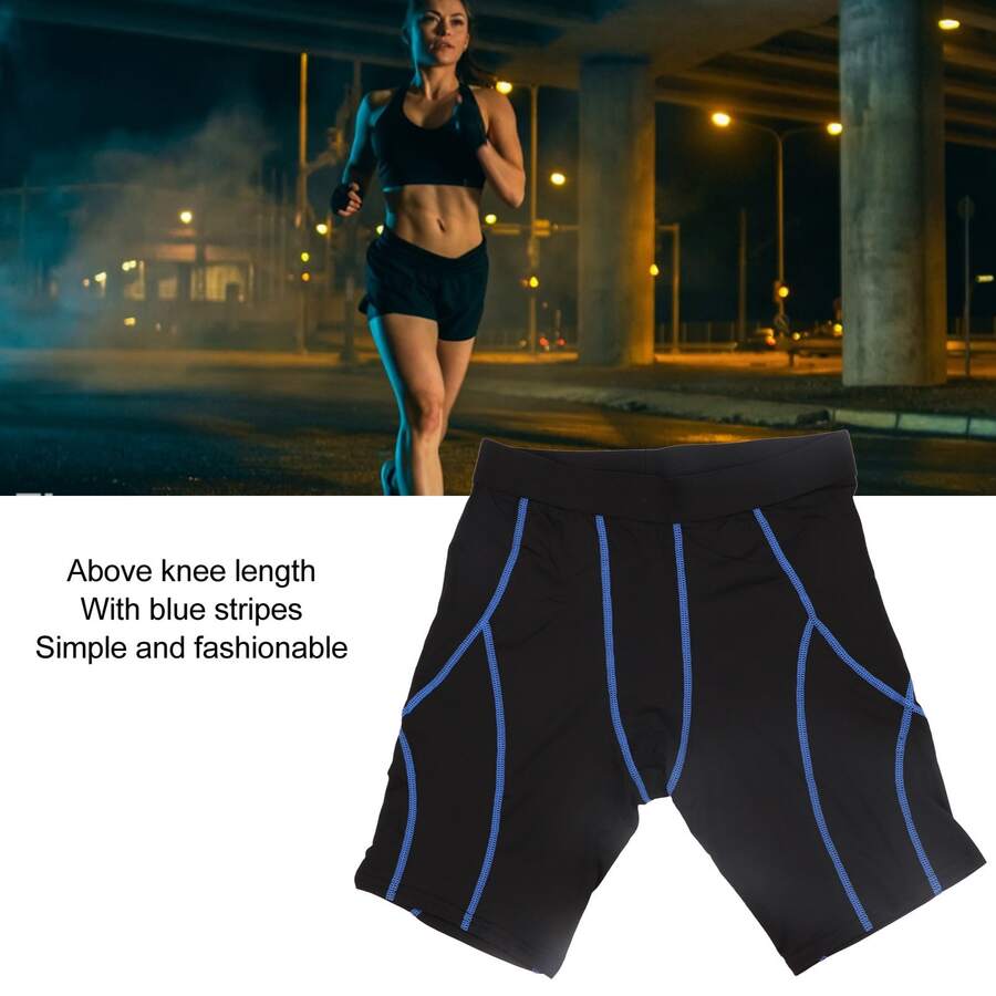 Pantalón Corto Compresivo para Baloncesto y Entrenamiento, Tejido Elástico de Secado Rápido y Transpirable, Color Azul Talla L - Multicolor - Ver 1