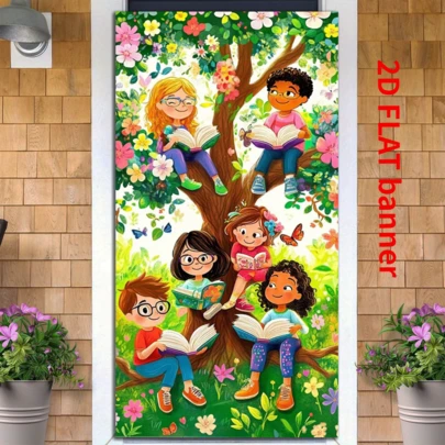 2D平面横幅，2D门帘，1件装，春季门帘装饰横幅，适用于新年、生日、婚礼装饰、室内外摄影背景等家居装饰。