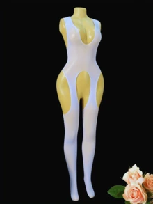 女士性感网眼连体衣罩衫，可单独穿着参加音乐节，镂空紧身连衣裙，透视沙滩装，适合圣诞节、新年、情人节、夜店、派对等场合作为礼物 - 彩色 - 查看 7