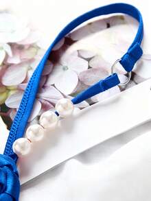 Quần lót nữ gợi cảm đính hạt ngọc trai giả, vòng trong suốt, họa tiết hoa, trang trí hoa, vật dụng thiết yếu cho bữa tiệc riêng tư, Giáng sinh, Năm mới 2026 - Màu xanh lam - Xem 5