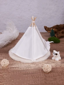 1:12 娃娃屋微缩户外露营，DIY可涂色帐篷，Ob11 微型场景摄影道具装饰配件，迷你桌面摆件 - 多色 - 查看 4