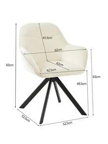 Goeurvant Stylish Smile Curve Upholstered 360° Swivel Dining Chairs With Armrests And Metal Legs For Dining Room, Living Room, Office - Set Of 2 / Set Of 4 / Set Of 6 - Cream - Apricot - View 11